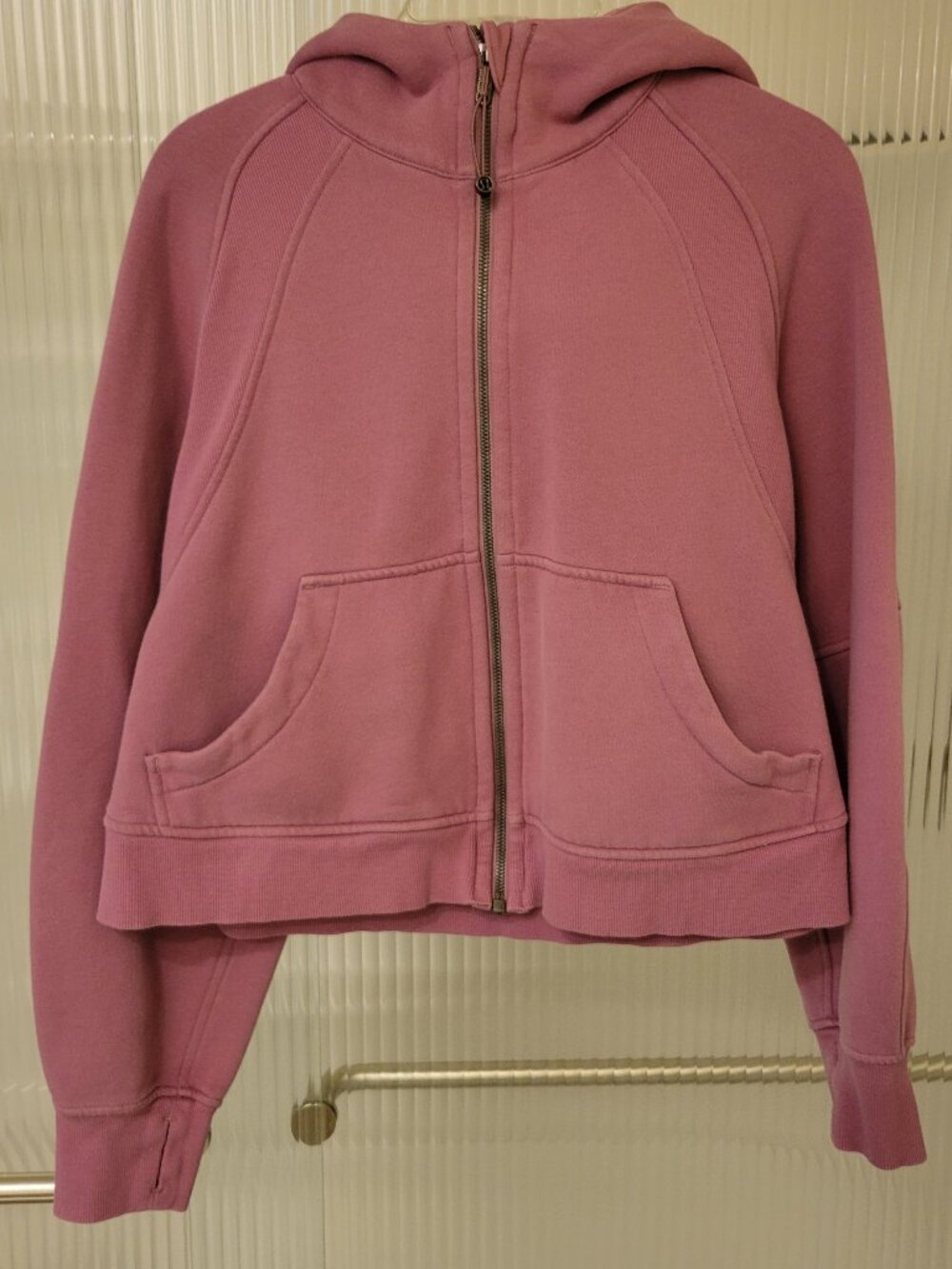 Lululemon Scuba Hoodie Womens M/L Maeve Cropped Full Zip Fleece Sweatshirt Logo